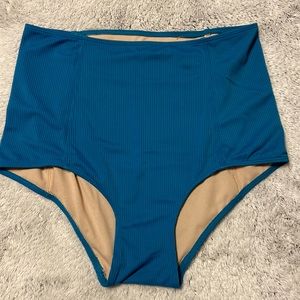 Kortni Jeane small high waisted bottoms ribbed Ocean Depths.